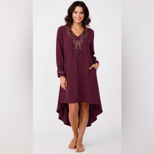 XCVI Plum High Low Dress with Embellishments